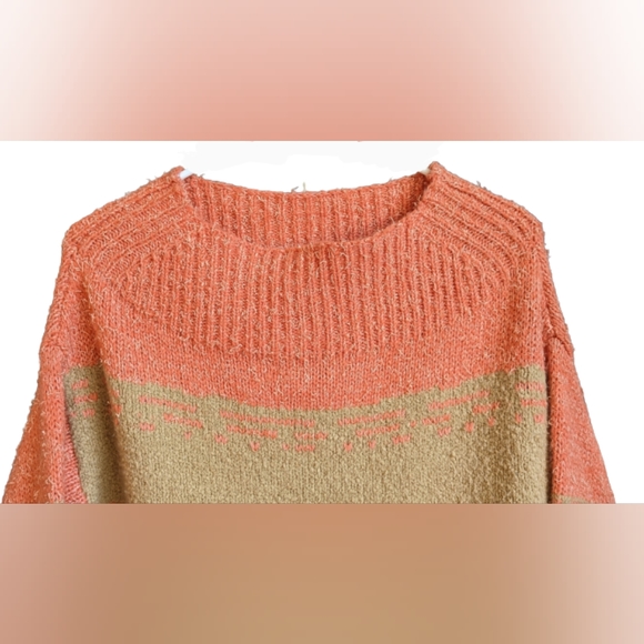 NWOT Anthropologie Pilcro light pink/tan boat neck, rugby style, split side - Picture 12 of 16